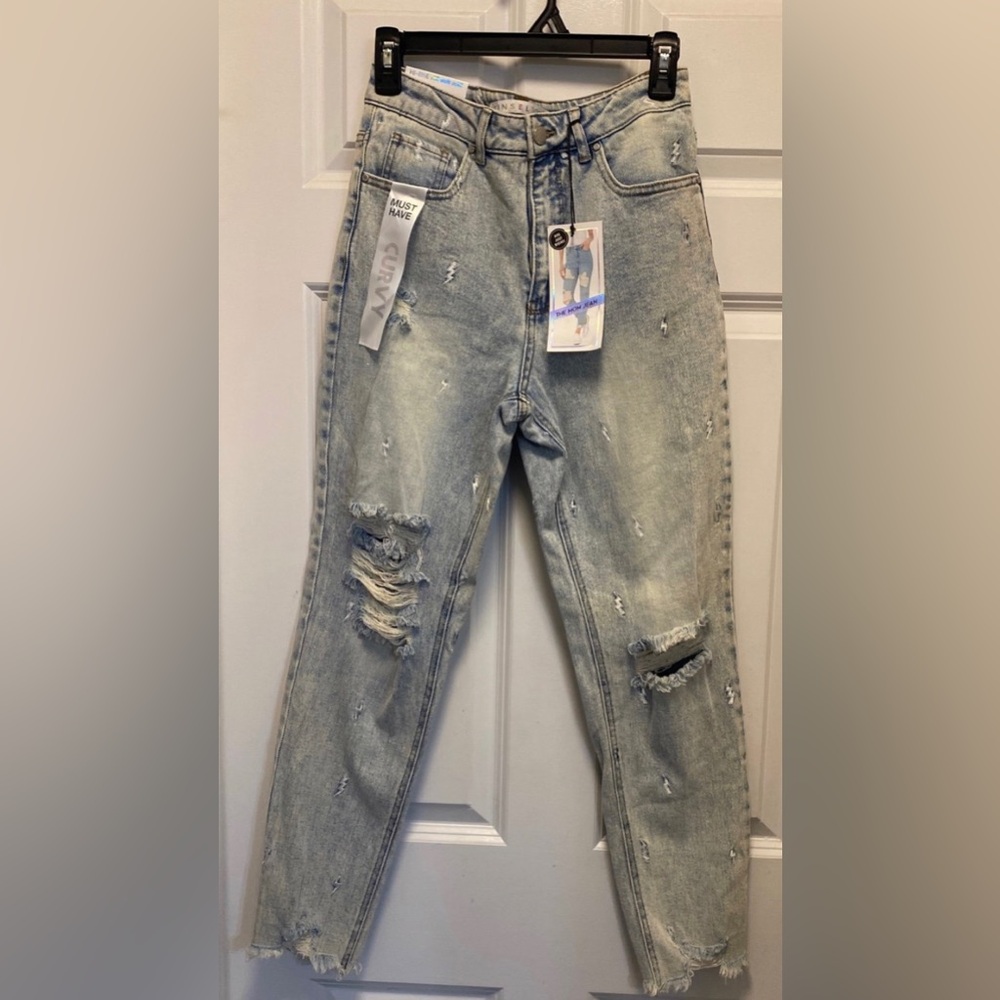 Light Wash Distressed Curvy Mom Jeans